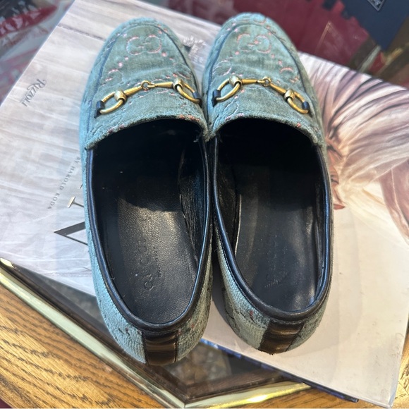 Gucci Velvet Horsebit GG Loafers Size 35 - Picture 4 of 7